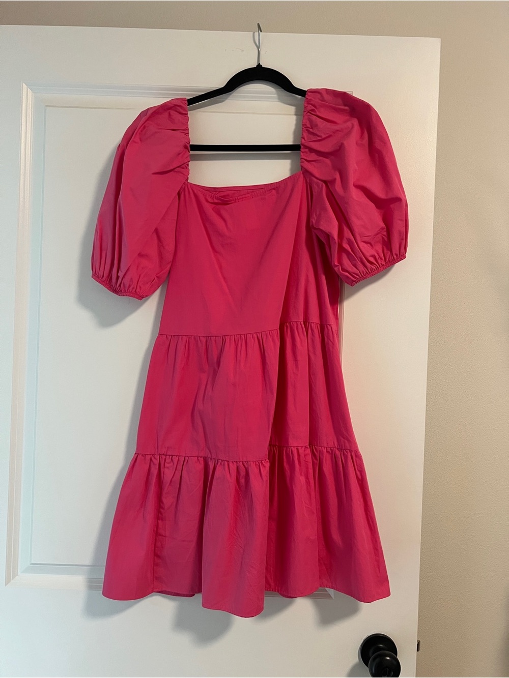 H&M Vibrant Pink Mini Dress with Puff Sleeves